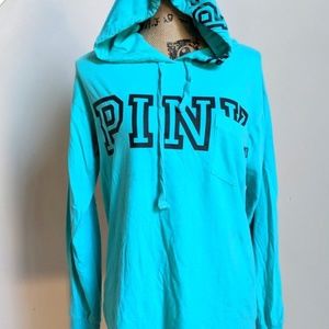 Victoria Secret PINK Teal Logo Hoodie Tee